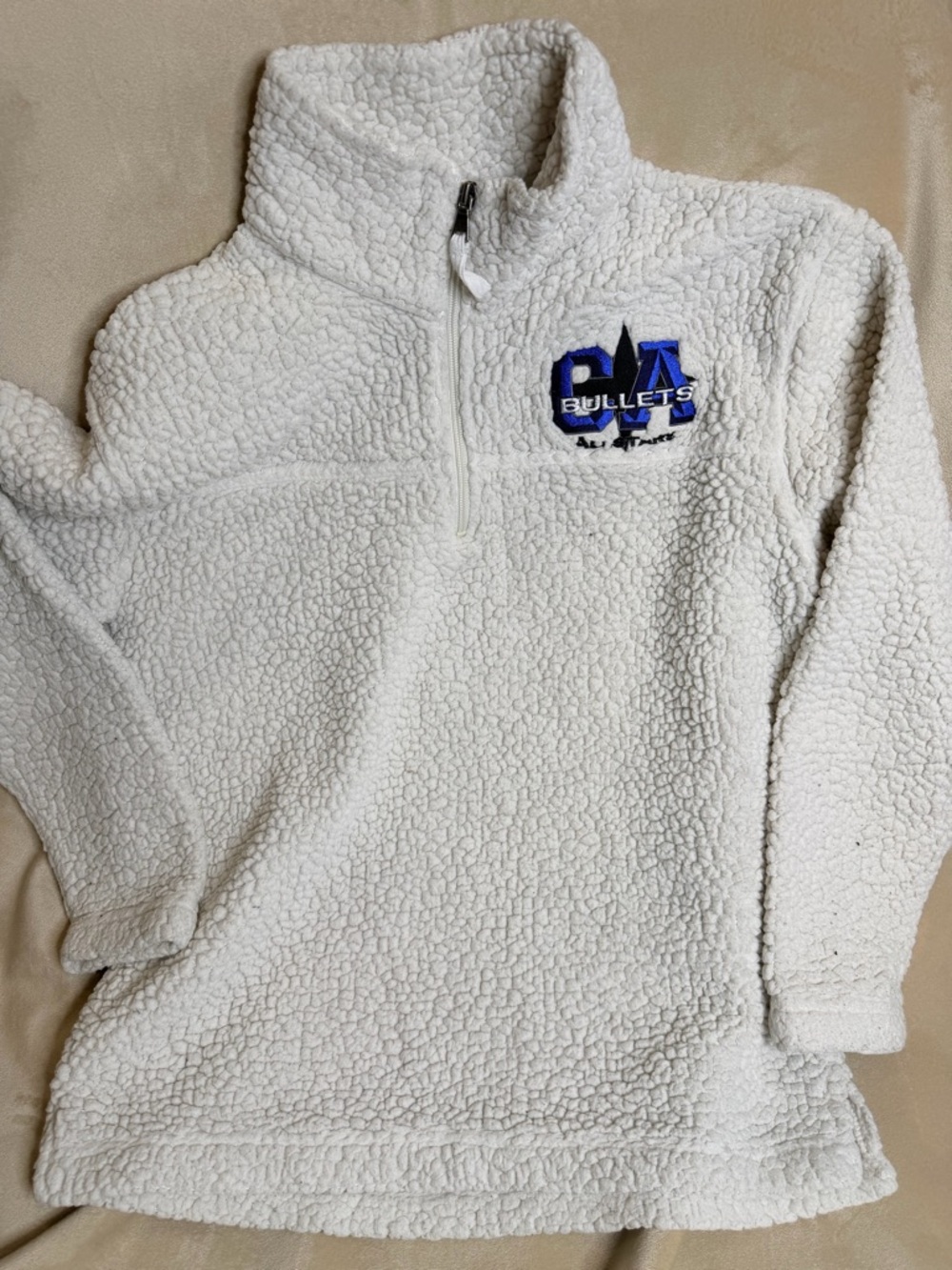 Cali All Stars boxercraft Cream Sherpa Quarter-Zip Pullover with Blue Logo